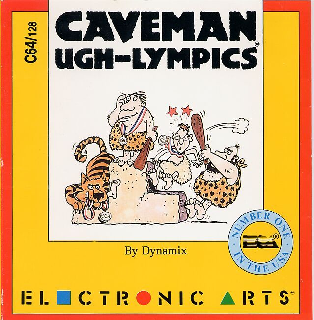 Caveman Ugh-Lympics box art for Commodore 64